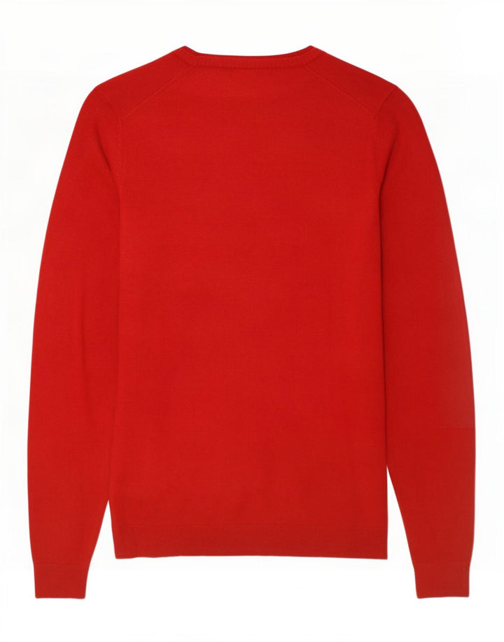 Zara Herren-Pullover mit V-Ausschnitt, XL, rote Viskose