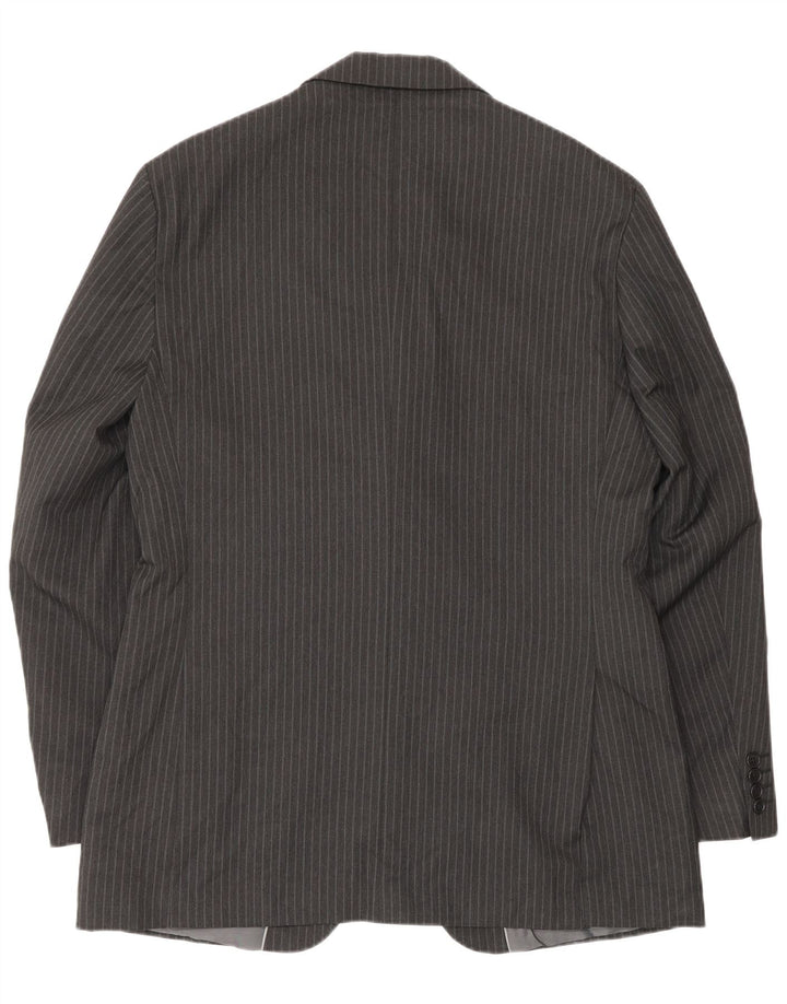 Marks & Spencer Herren-Blazer mit 2 Knöpfen, IT 40, groß, grau, Nadelstreifen