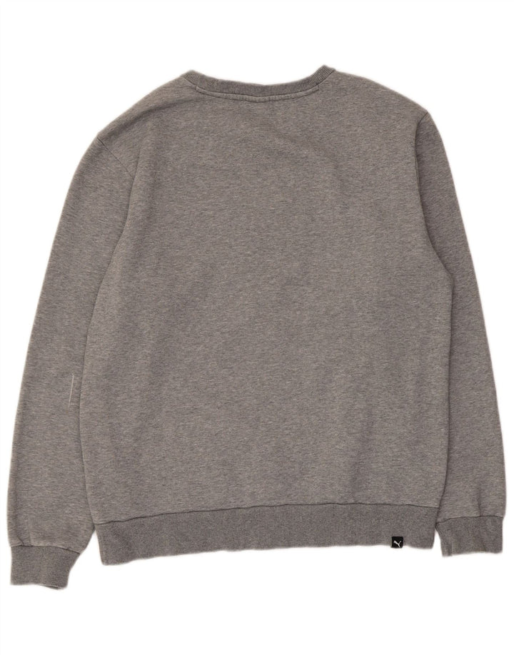 Puma Herren Grafik-Sweatshirt-Pullover aus mittelgrau gesprenkelter Baumwolle