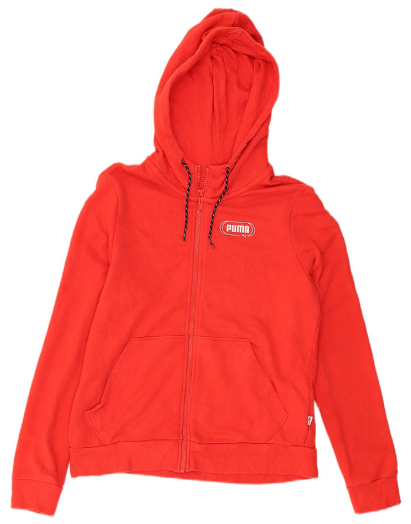Puma Womens Graphic Zip Hoodie Pullover UK 12 Mittelrote Baumwolle