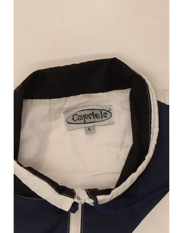Vintage Herren-Trainingsanzug-Top-Jacke, groß, weiß, geometrisch