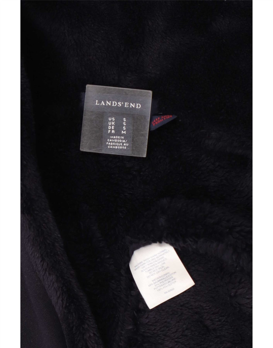 Lands End Damen Übergroßer Sherpa-Mantel mit Kapuze, Gr. 10, Marineblau