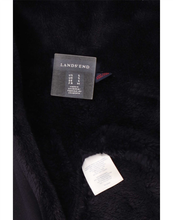 Lands End Damen Übergroßer Sherpa-Mantel mit Kapuze, Gr. 10, Marineblau