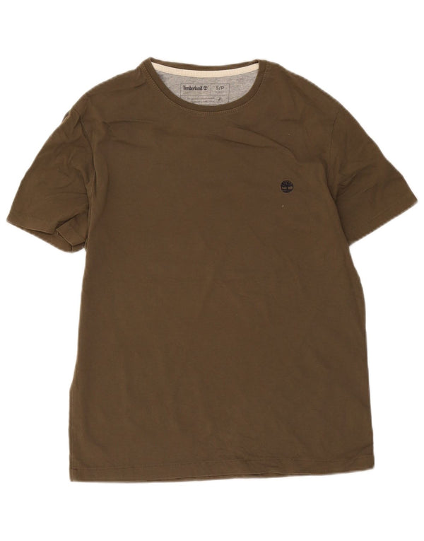 Timberland Herren Slim Fit T-Shirt Top Small Khaki Baumwolle