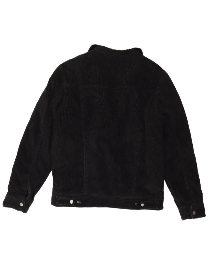 Zara Herren Sherpa Cordjacke UK 38 Mittelschwarze Baumwolle