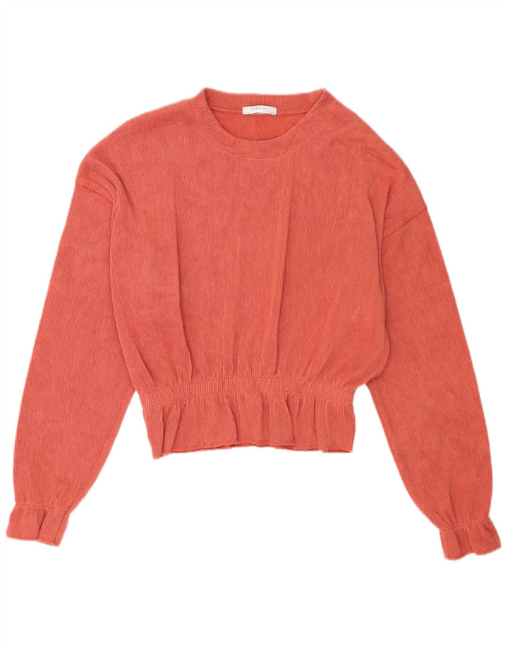 Zara Damen-Langarm-Oversize-Blusenoberteil, Gr. 10, klein, rosa, Polyester