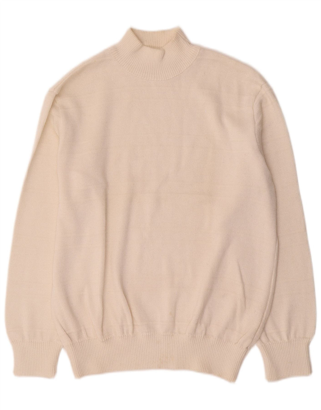 VINTAGE Damen Rollkragenpullover Pullover UK 16 Large Weiß