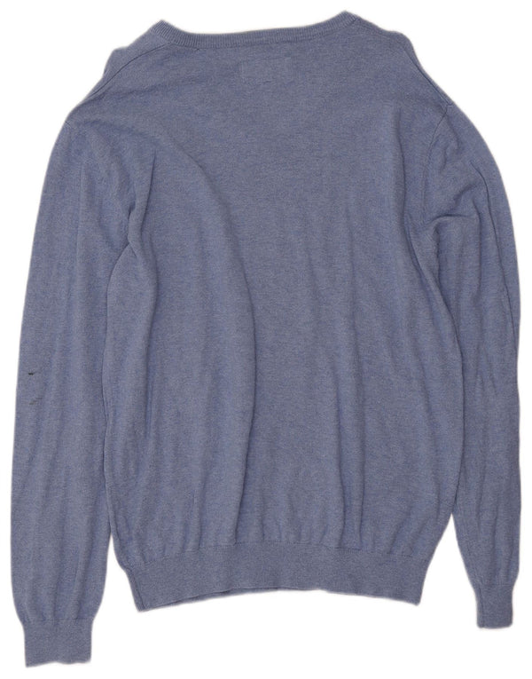 JACK WILLS Herren-Pullover mit V-Ausschnitt, XL, blaue Baumwolle