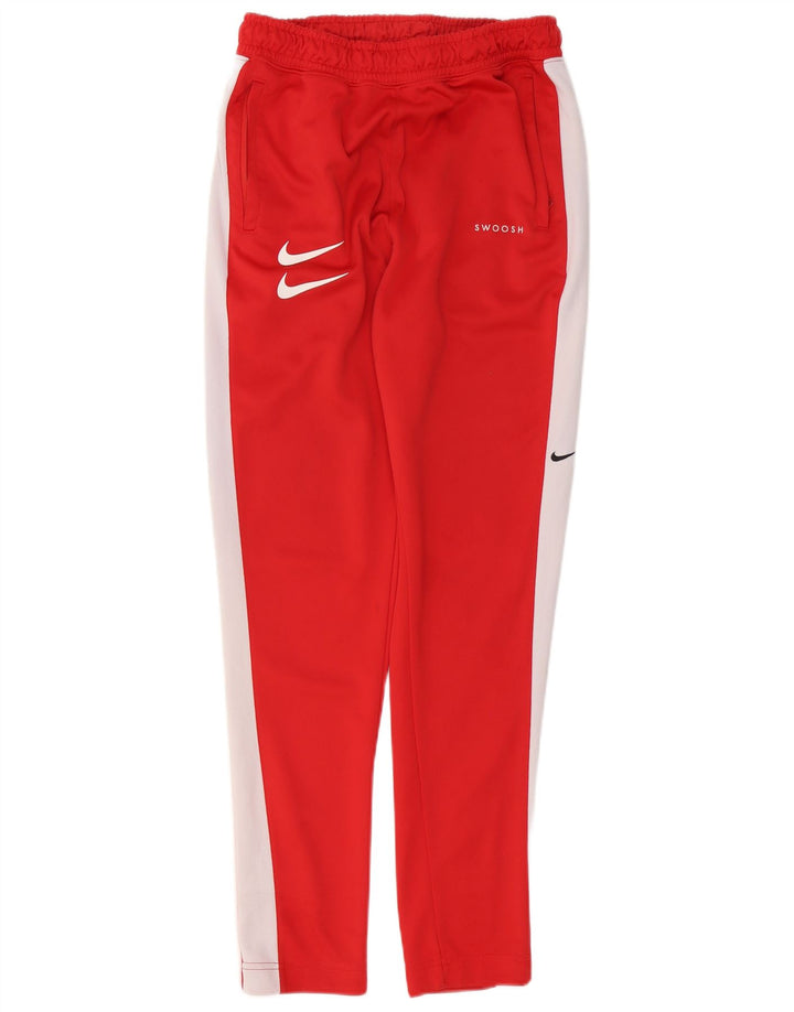 Nike Herren-Trainingshose mit Swoosh-Logo, klein, rotes Farbblock-Polyester