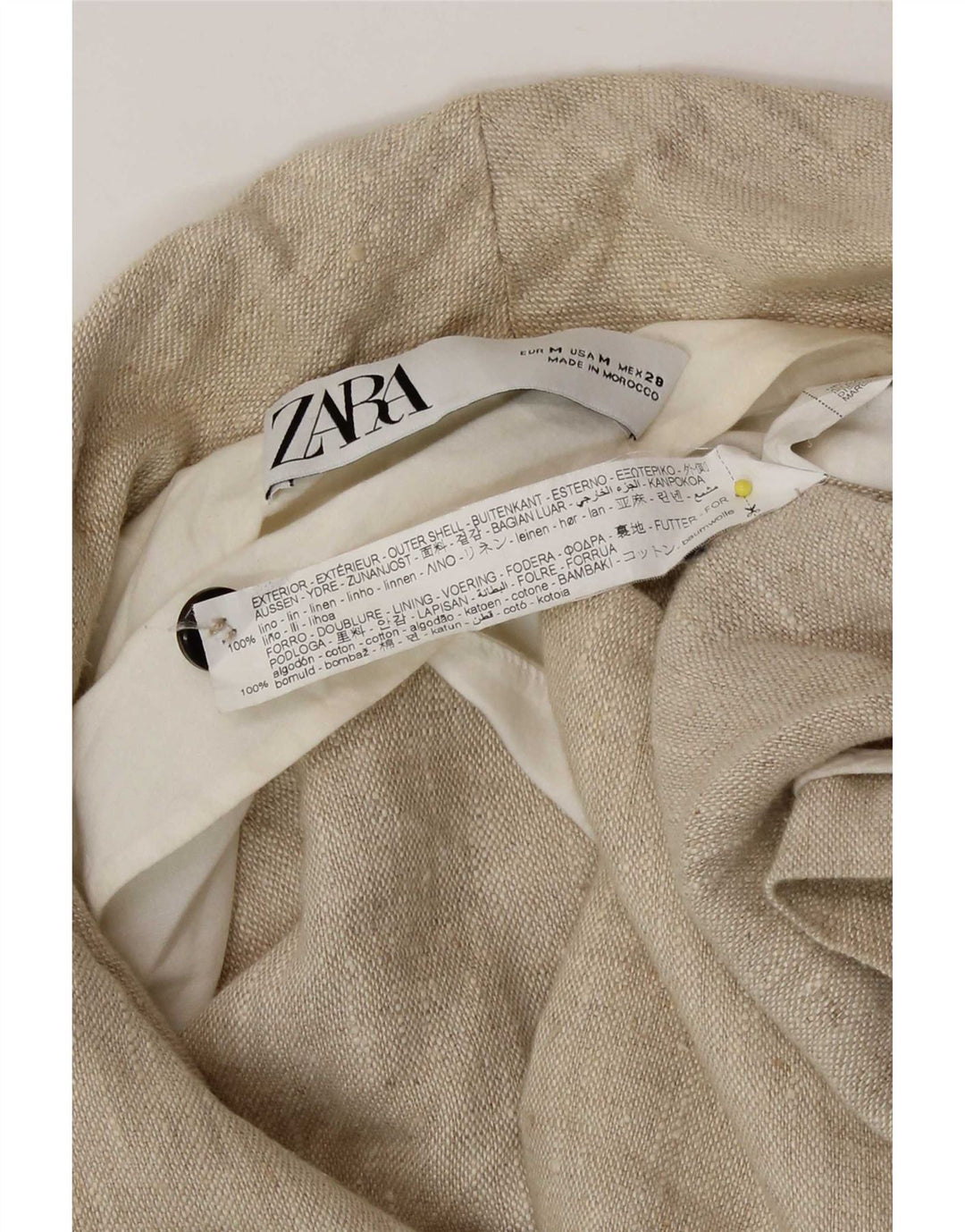 Zweireihiger Blazer für Damen von Zara, UK 14, mittelbeigeiges Leinen