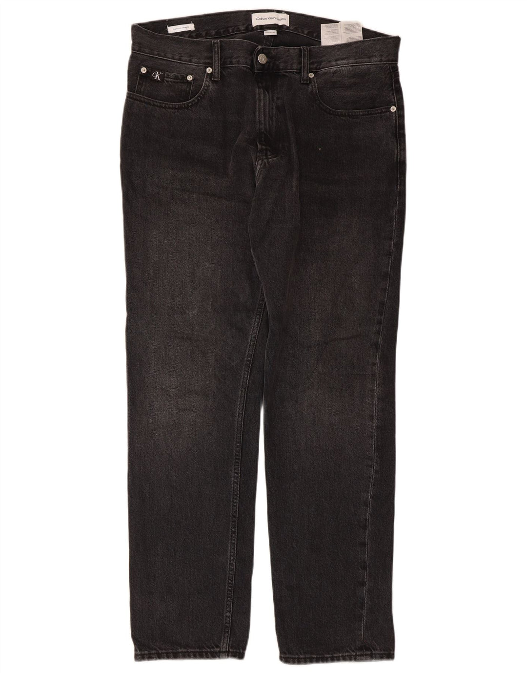 Calvin Klein Herren Straight Jeans W32 L30 Schwarze Baumwolle