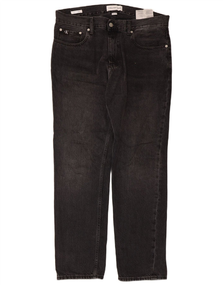 Calvin Klein Herren Straight Jeans W32 L30 Schwarze Baumwolle