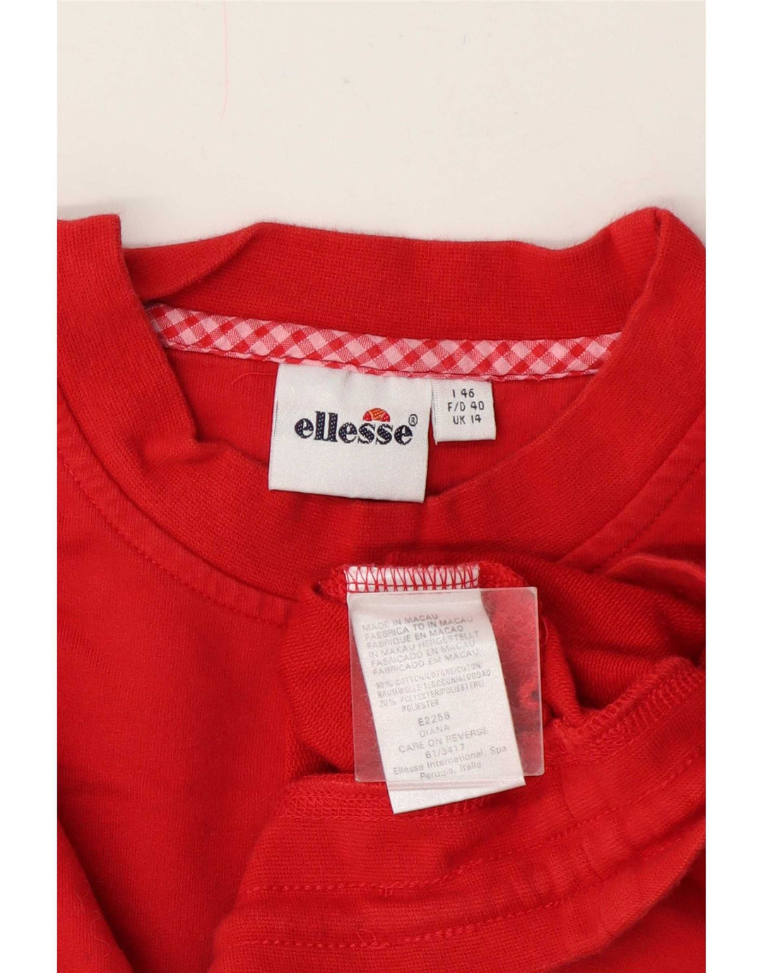 Ellesse Damen Crop Sweatshirt Pullover UK 14 Mittelrote Baumwolle