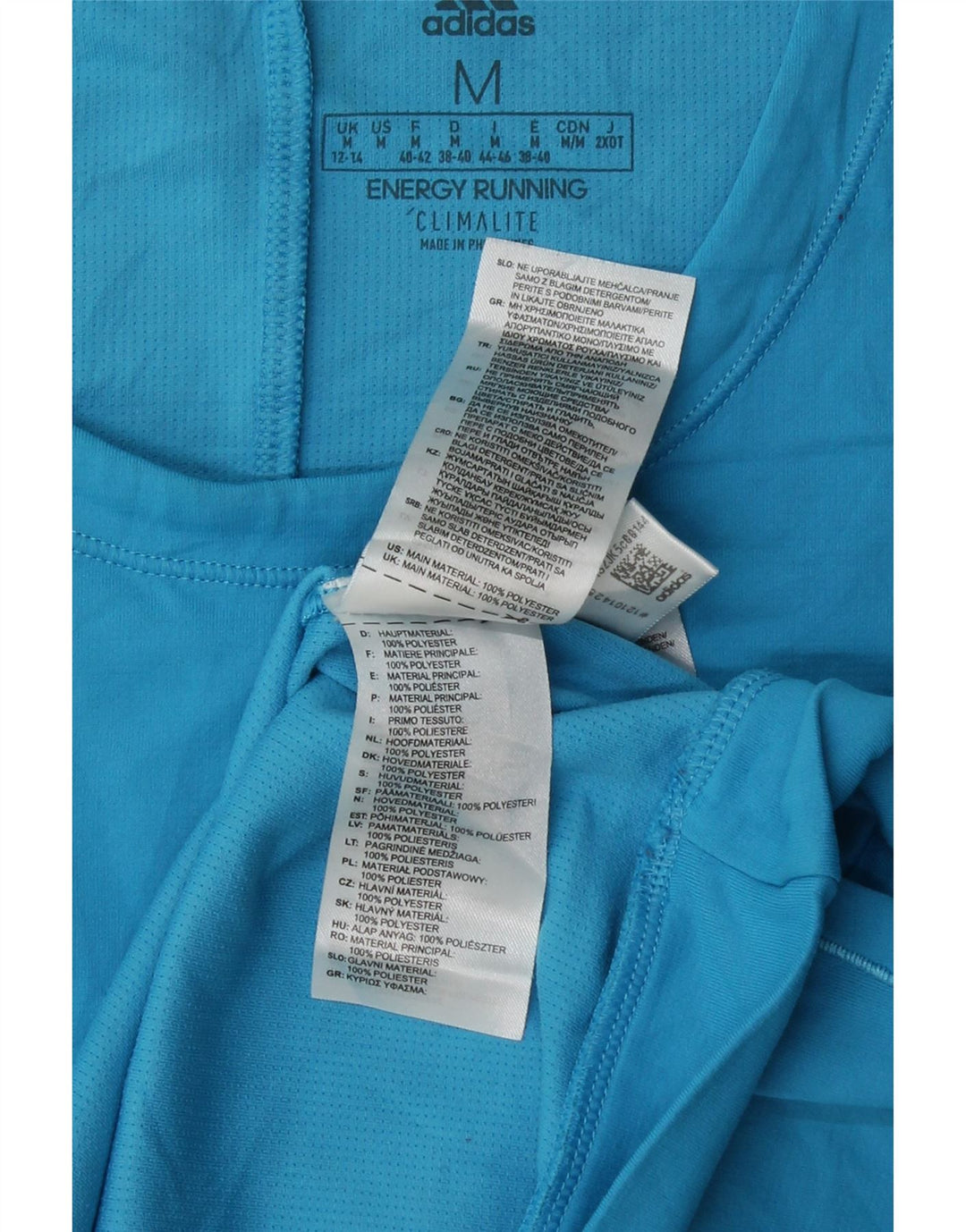 ADIDAS Damen Climalite Top Langarm UK 12/14 Mittelblau Farbblock