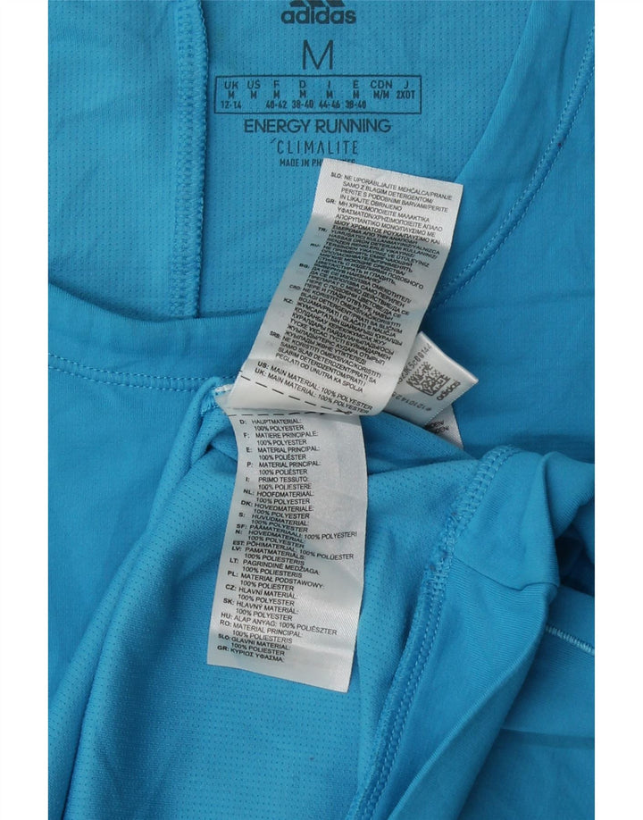 ADIDAS Damen Climalite Top Langarm UK 12/14 Mittelblau Farbblock