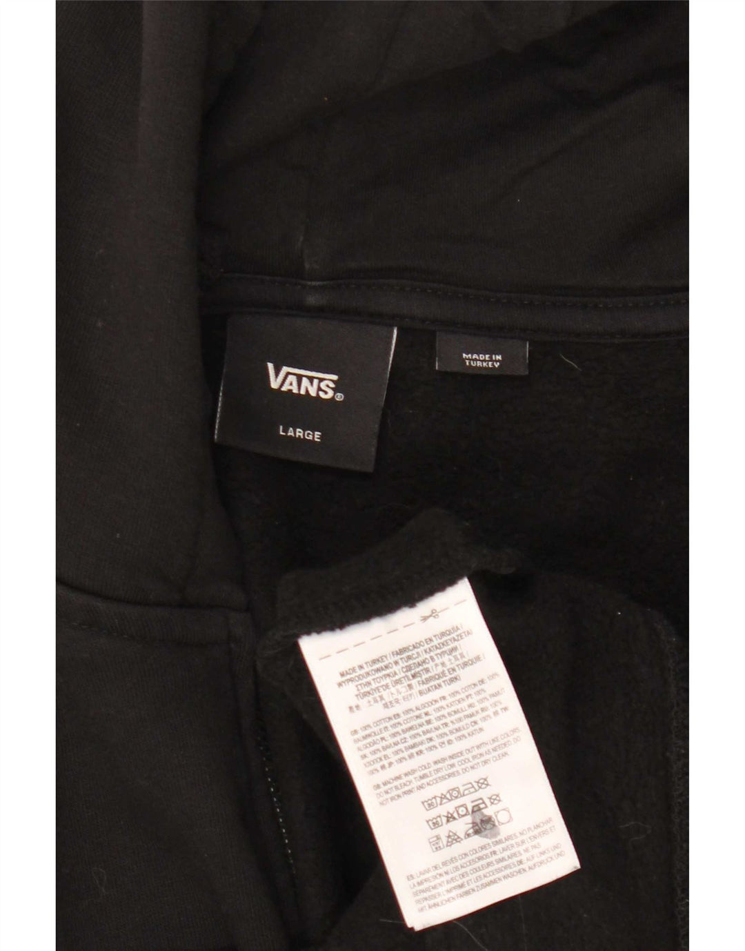Vans Herren-Kapuzenpullover mit grafischem Reißverschluss, groß, aus schwarzer Baumwolle