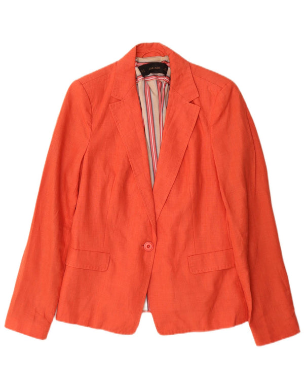 Zara Damen 1-Knopf-Blazerjacke UK 12 Mittelorange