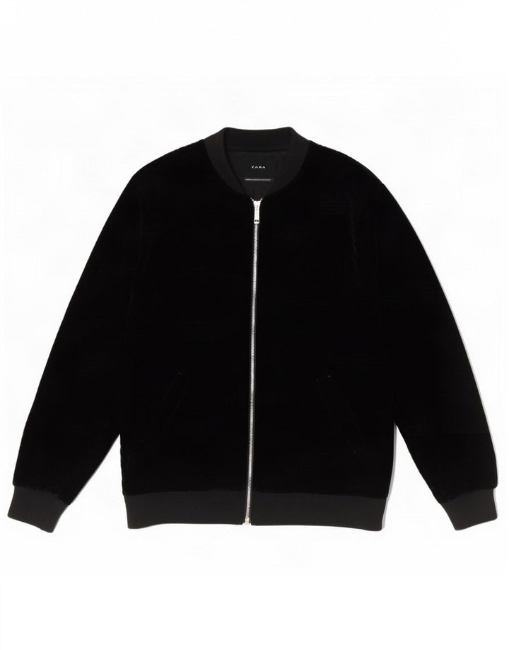 Zara Herren Bomberjacke UK 40 Large Schwarz Polyester