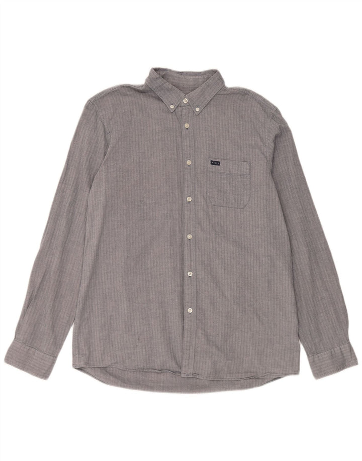 Jack Wills Herren-Hemd mit klassischer Passform, Größe L, aus blauer Baumwolle mit Fischgrätenmuster