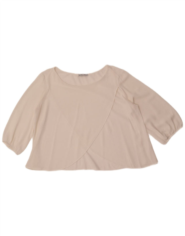 Zara Damen Langarm-Crop-Bluse-Top, Gr. 42, Größe L, Weiß