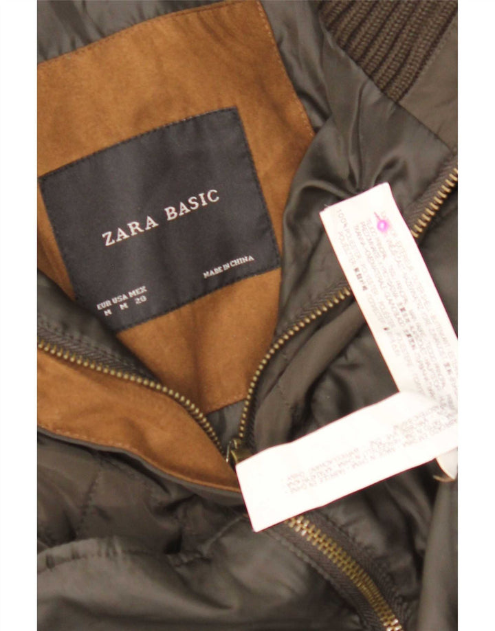 Zara Damen Steppweste UK 12 Medium Khaki Colourblock Polyester