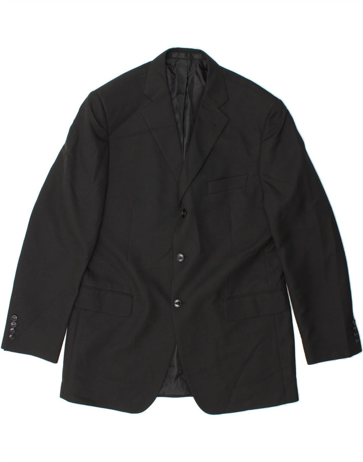 MARKS & SPENCER Mens 3 Button Blazer Jacket UK 42 XL Black Polyester Vintage Marks & Spencer and Second-Hand Marks & Spencer from Messina Hembry 