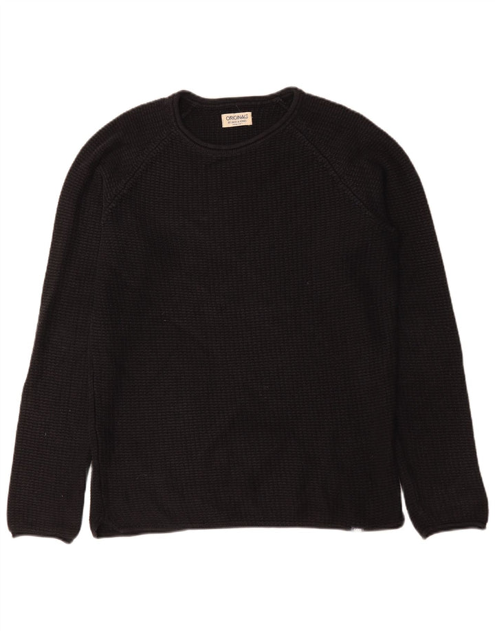 Jack & Jones Herren-Pullover mit Rundhalsausschnitt, mittelschwarz, Baumwolle