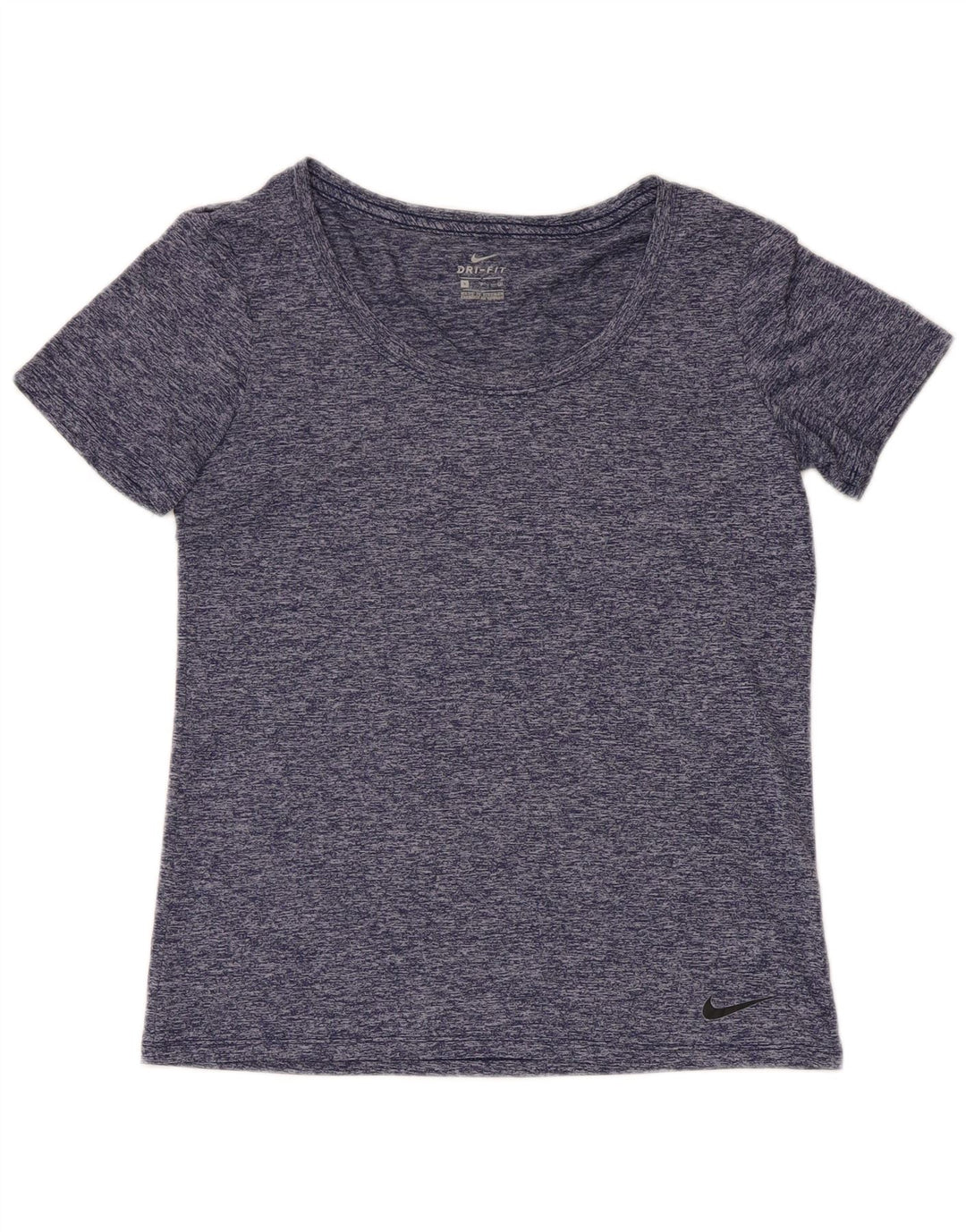 Nike Damen Dri Fit T-Shirt Top UK 10 Small Marineblau geflecktes Polyester