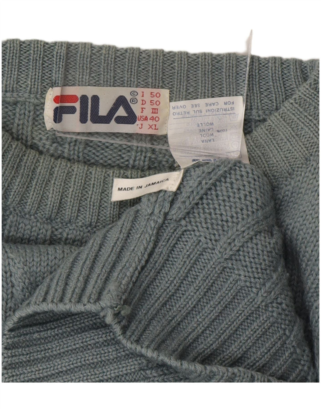 FILA Herren-Pullover mit Rundhalsausschnitt, lockere Passform, IT 50, mittelblaue Wolle