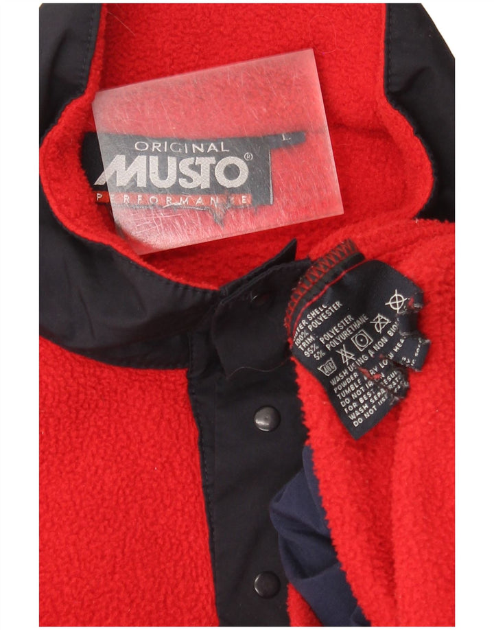Musto Herren-Fleecepullover mit Knopfkragen, groß, rotes Polyester
