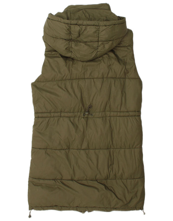 Zara Damen-Kapuzen-Übergröße, wattierte Weste, UK 6, XS, Grün, Polyester