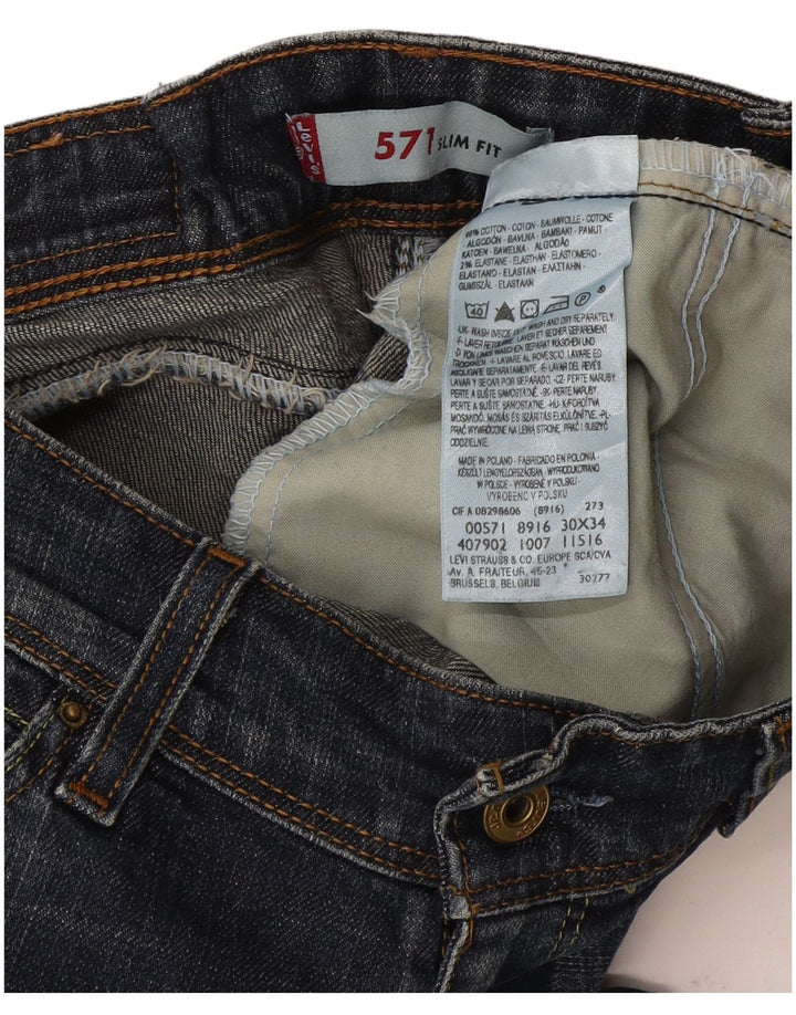 Levi's Damen 571 Slim Jeans W30 L30 Blaue Baumwolle