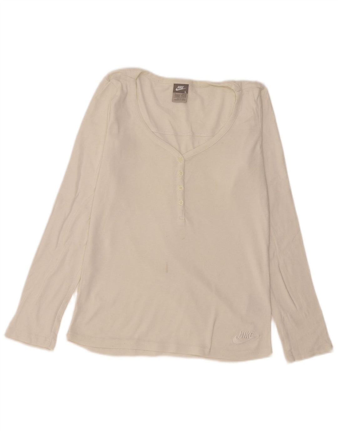 Nike Damen Top Langarm UK 14/16 Large Off White Cotton