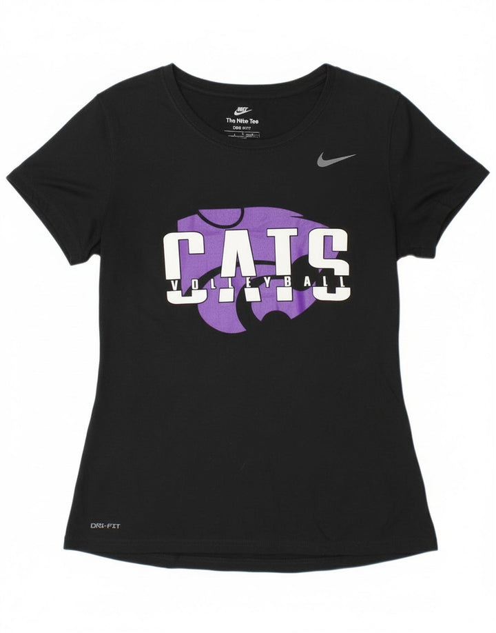 Nike Damen Cats Volleyball Graphic T-Shirt Top UK 12 Medium Schwarz