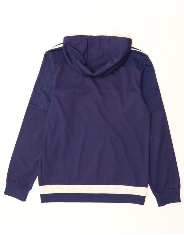 Adidas Mens Hoodie Jumper Small Navy Blue Colourblock Polyester