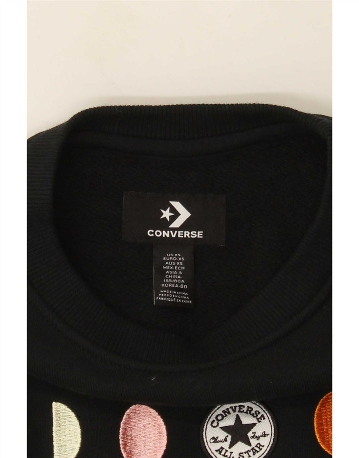 Converse Damen-Sweatshirt, übergroß, Crop Graphic, Gr. 6, XS, Schwarz