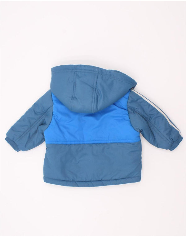 Adidas Baby Jungen gepolsterte Jacke mit Grafik und Kapuze, 3–6 Monate, blaues Farbblockdesign