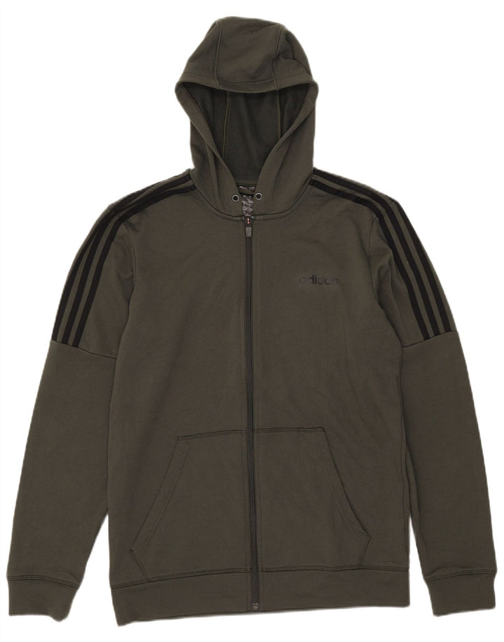 Adidas Herren-Kapuzenpullover mit Reißverschluss, mittleres Khaki, Polyester