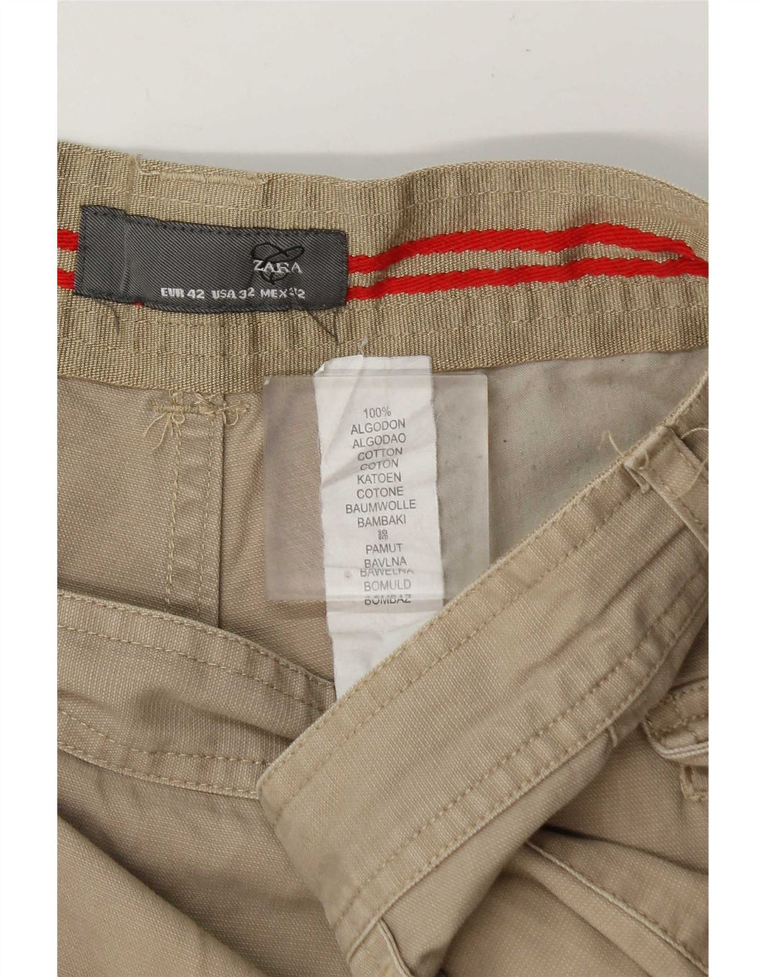 Zara Herren Cargoshorts EU 42 Large W32 Beige Baumwolle