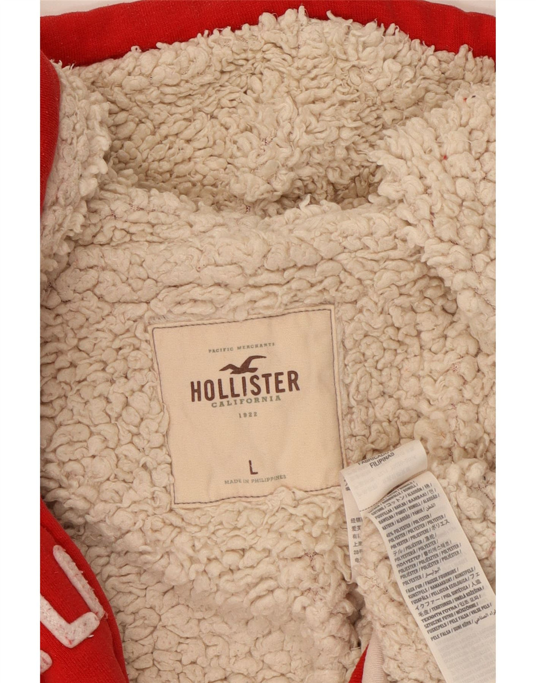HOLLISTER Womens Graphic Zip Hoodie Sweater UK 14 Große rote Baumwolle