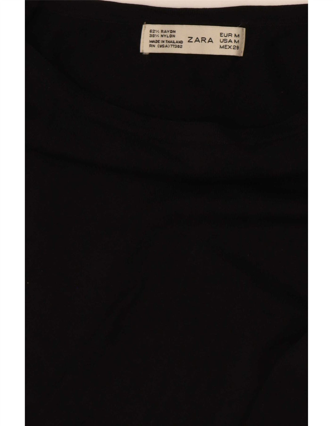 Zara Damen Crop Top Langarm UK 12 Medium Schwarz Rayon