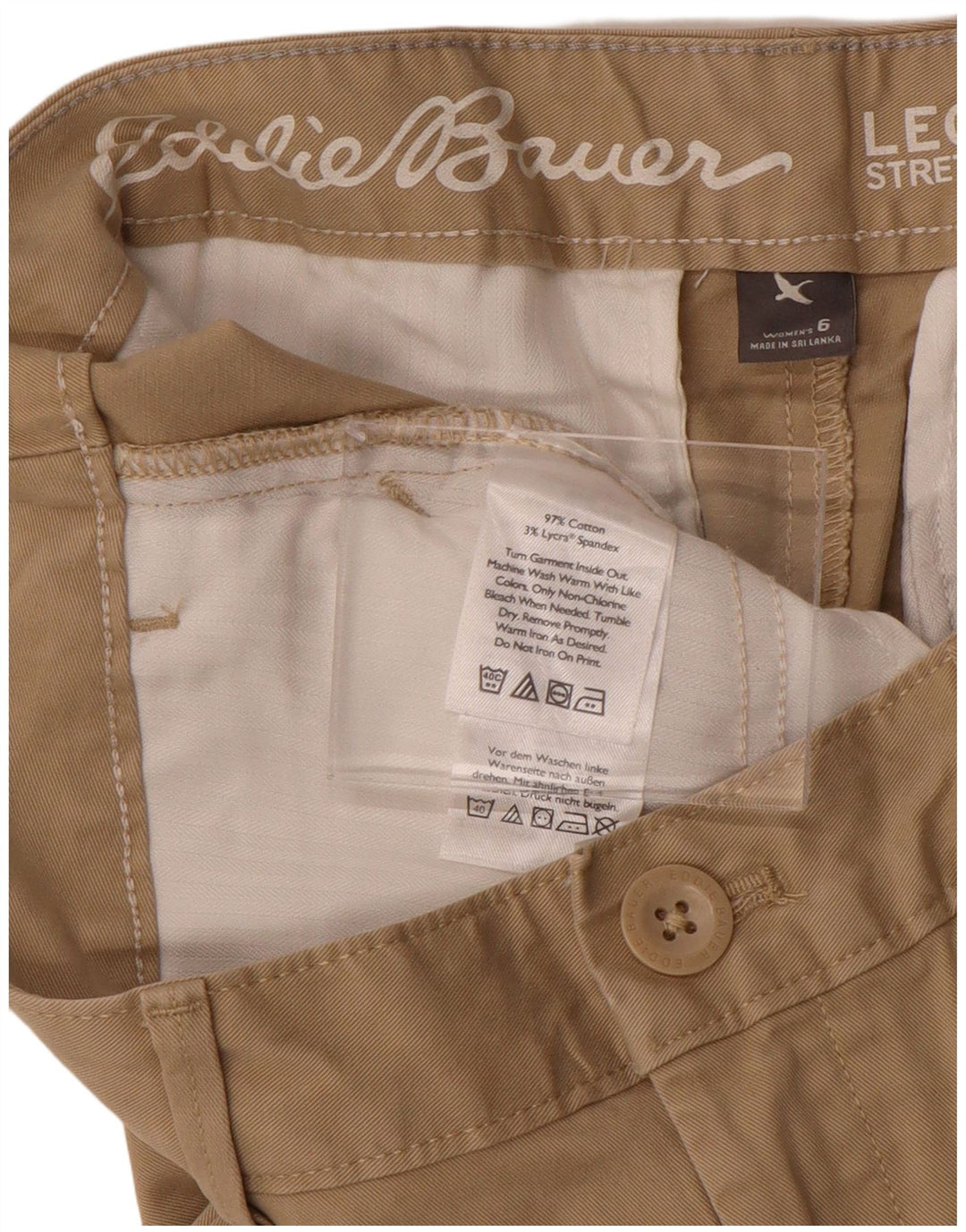 EDDIE BAUER Damen Curvy Freizeithose US 6 Medium W30 L30 Beige