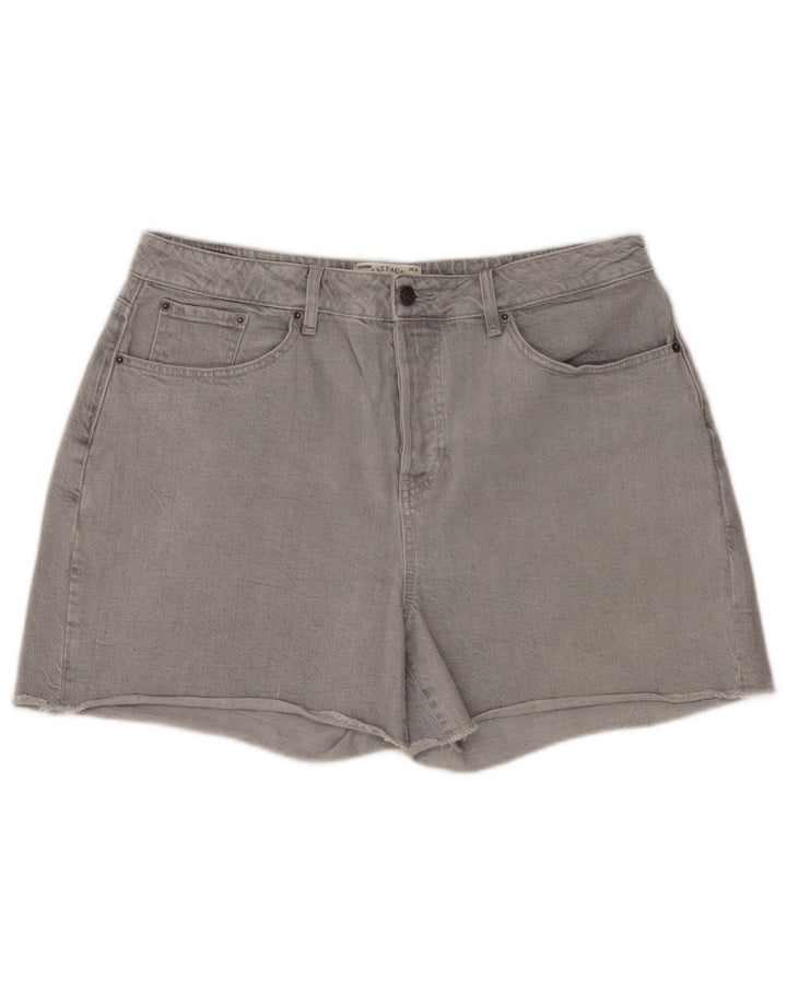 Fat Face Damen Jeansshorts UK 16 Large W36 Graue Baumwolle