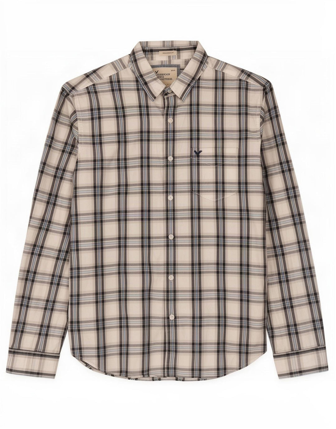 American Eagle Herren-Hemd mit sportlicher Passform, XL, weiß kariert, Baumwolle