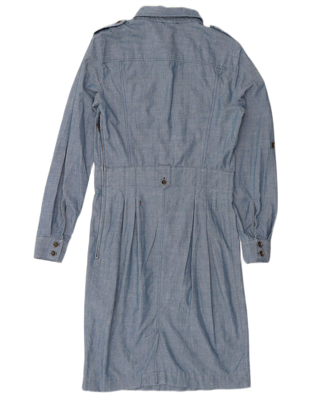 BLAUER Damen-Pullover-Hemdkleid im Militär-Stil, Größe S, Blau, Baumwolle