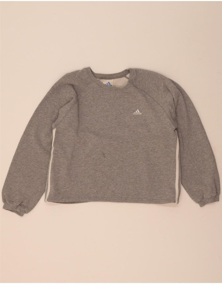 Adidas Damen Sweatshirt Pullover UK 14 Mittelgraue Baumwolle