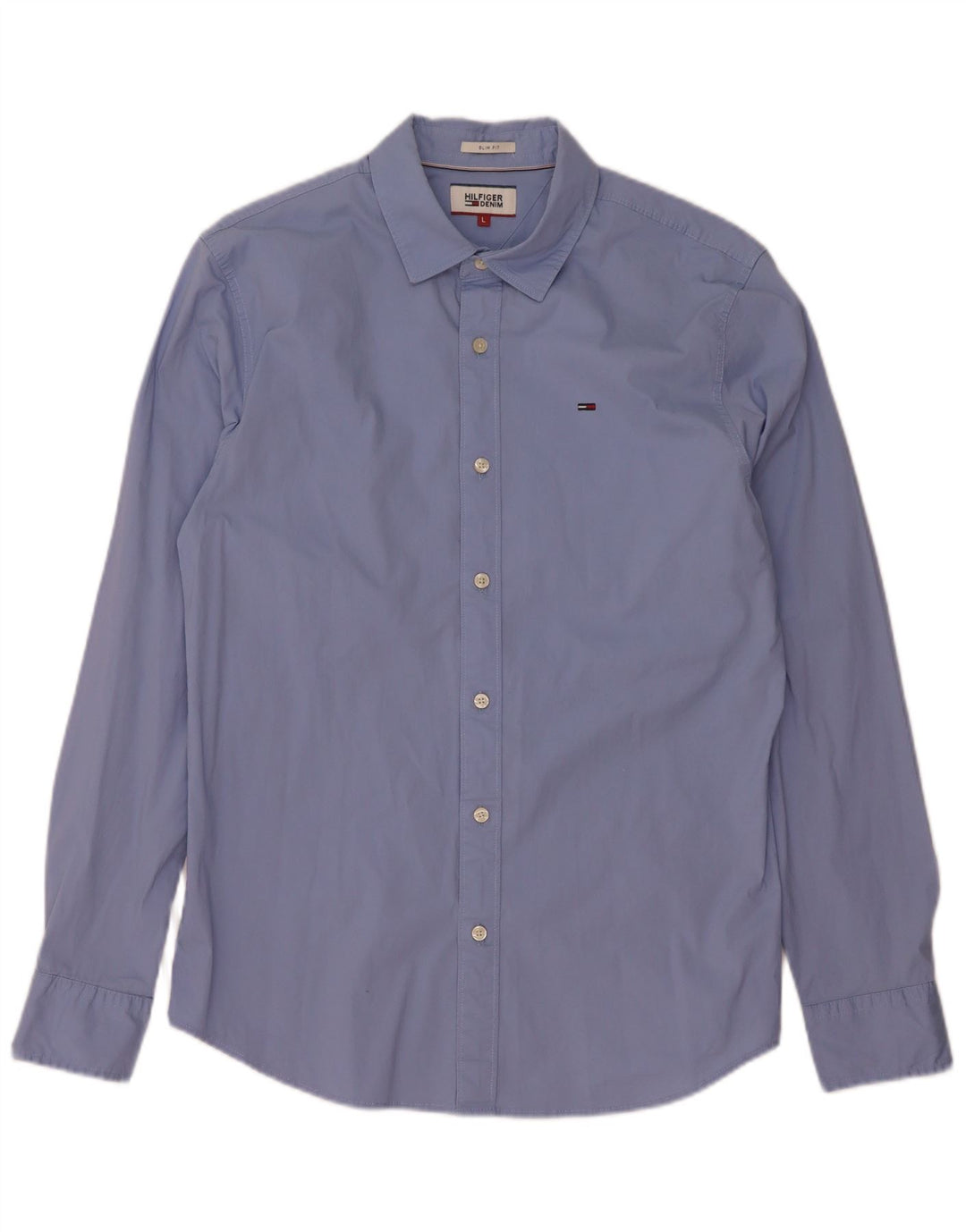 Tommy Hilfiger Herren-Slim-Fit-Hemd, groß, aus blauer Baumwolle