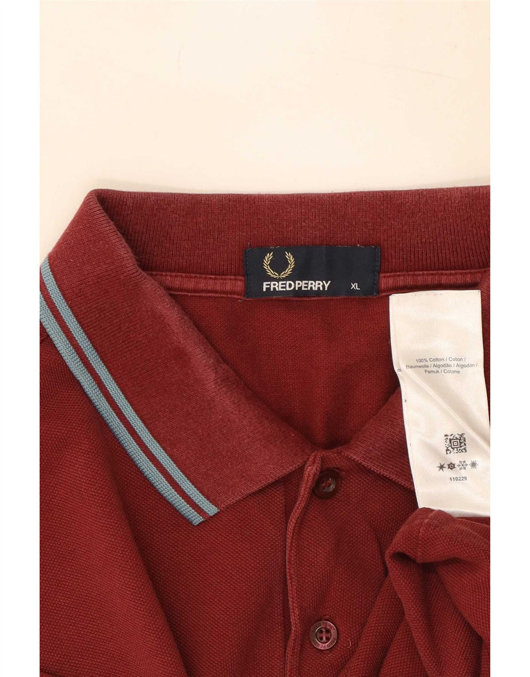 Fred Perry Herren-Poloshirt XL, kastanienbraune Baumwolle