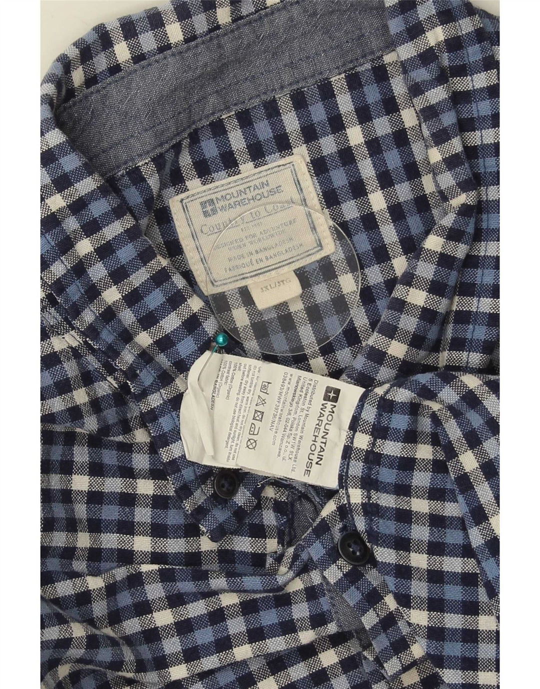 Mountain Warehouse Herren-Flanellhemd 3XL aus marineblauer Gingham-Baumwolle