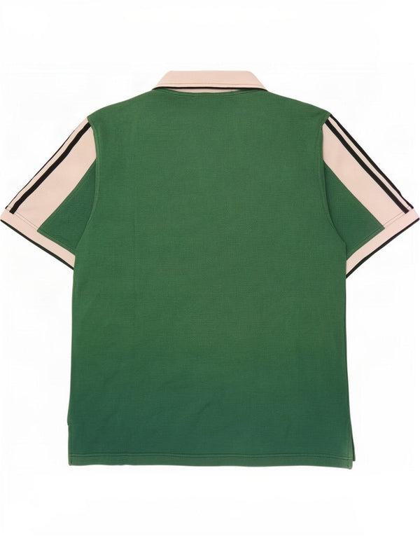 Adidas Herren Poloshirt UK 42/44 Große grüne Colourblock-Baumwolle